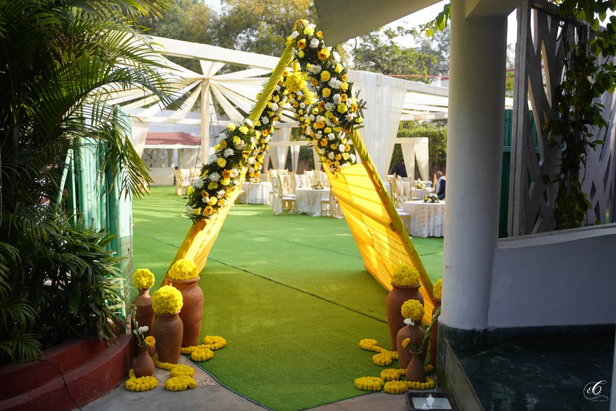 Boho Chic Floral Swing Jhula Setup Mehendi Ceremony